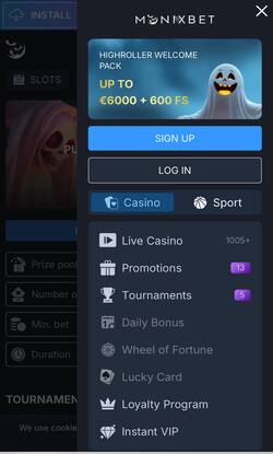 Aanmelden bij Monixbet