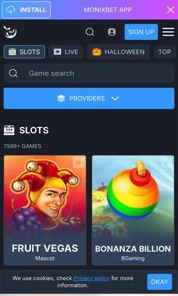 Start met spelen bij Monixbet